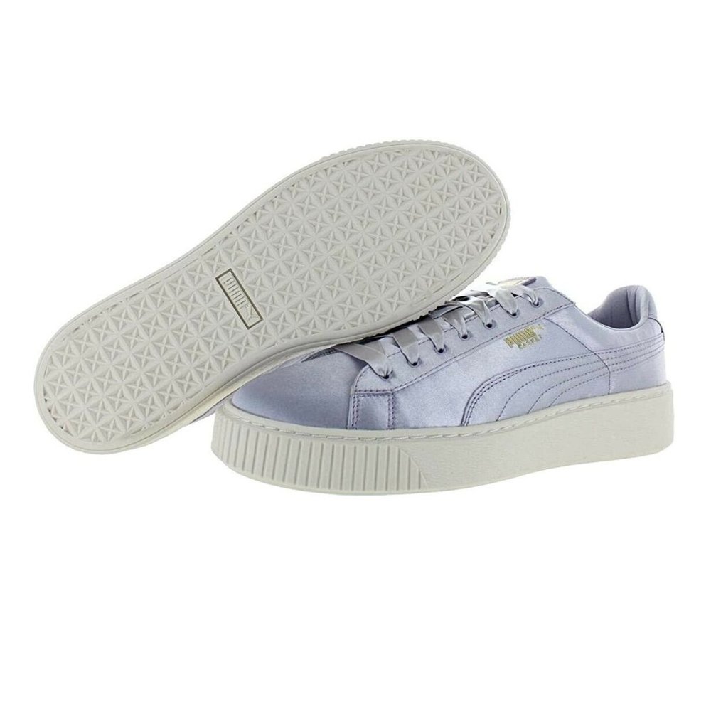 Puma Basket Platform Satin Thistle Gold Whisper White Womens Sneakers 65719 02 - Picture 3 of 3